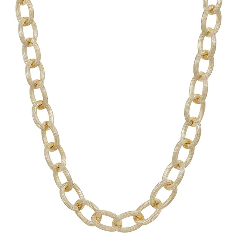 TEXTURED METAL OVAL LINK NECKLACE