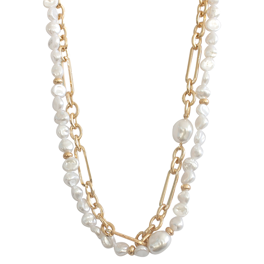 PEARL AND CHAIN LAYERED NECKLACE