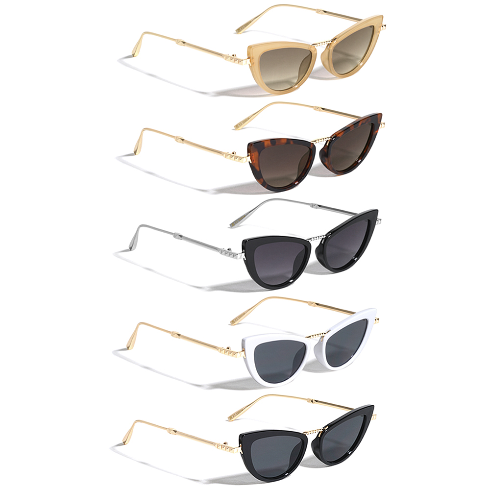 METAL PYRAMID PATTERN CAT EYE SUNGLASSES 1DZ