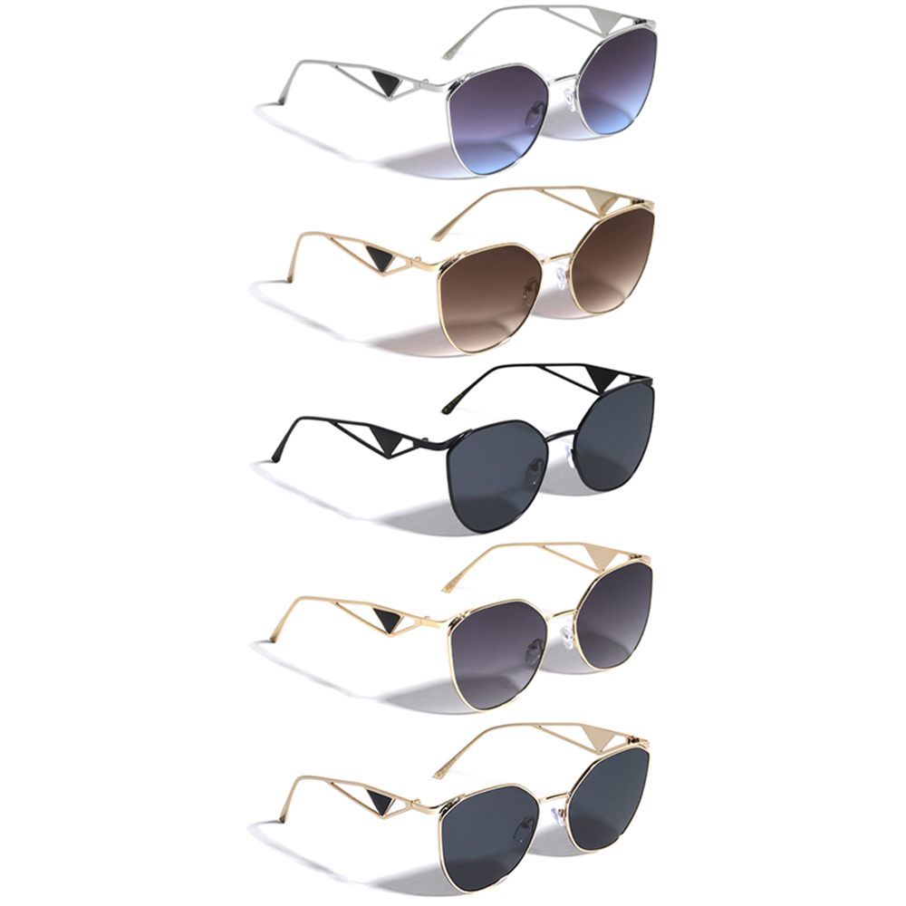 TEMPLE TRIANGLE INK CUTOUT GEOMETRIC CATEYE SUNGLASSES 1DZ
