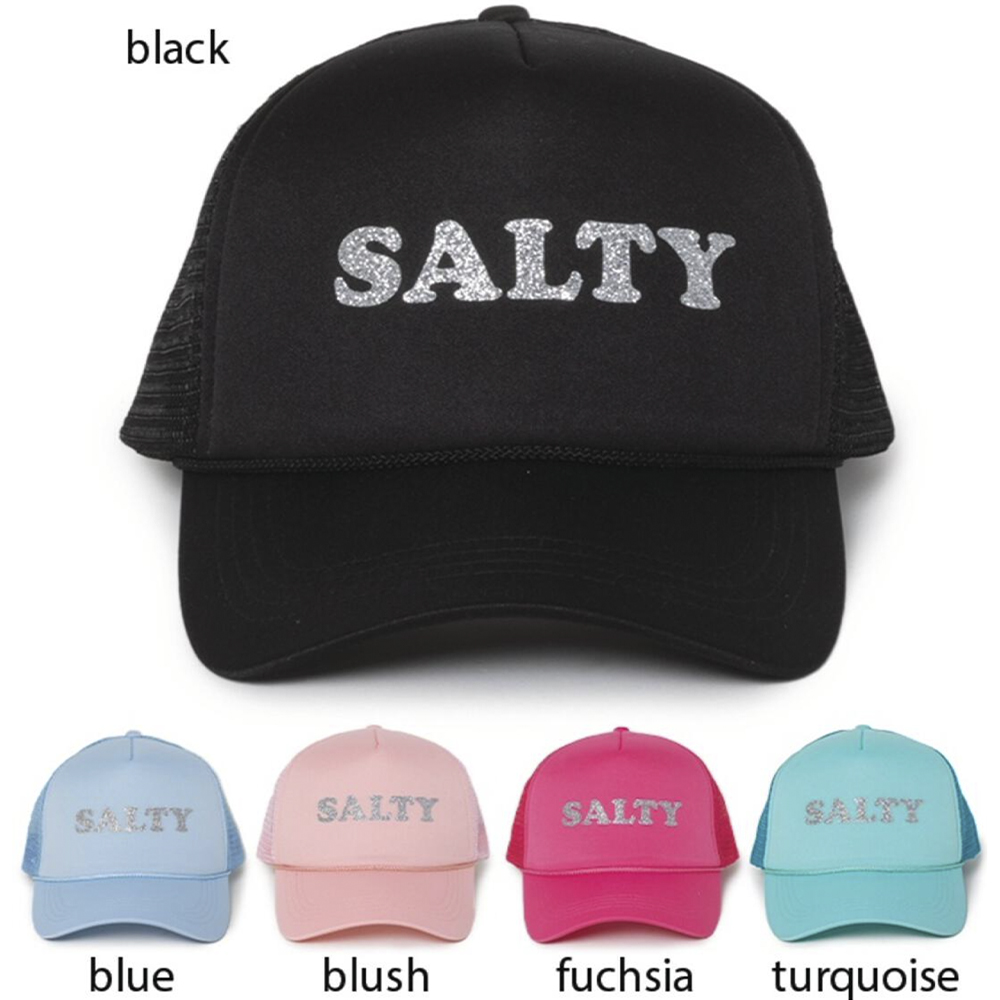 SALTY GLITTER SOLID MESH BACK TRUCKER HAT