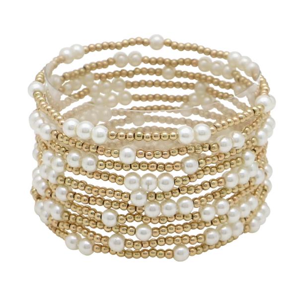 10 ROW CCB AND PEARL BRACELET SET