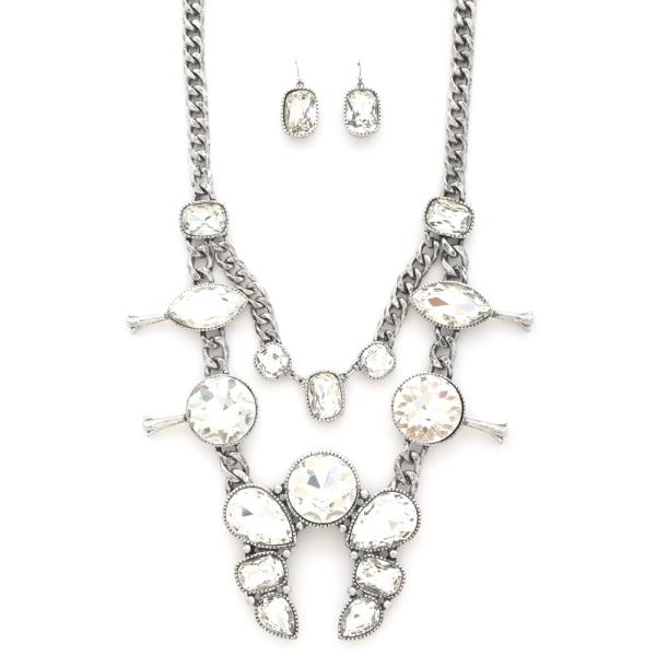 HORSE SHOE BEADED CRYSTAL NECKLACE