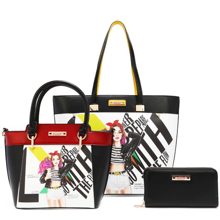 COLLEGE GIRL 3 PIECE SET ( SHOPPER, CROSSBODY, WALLET )
