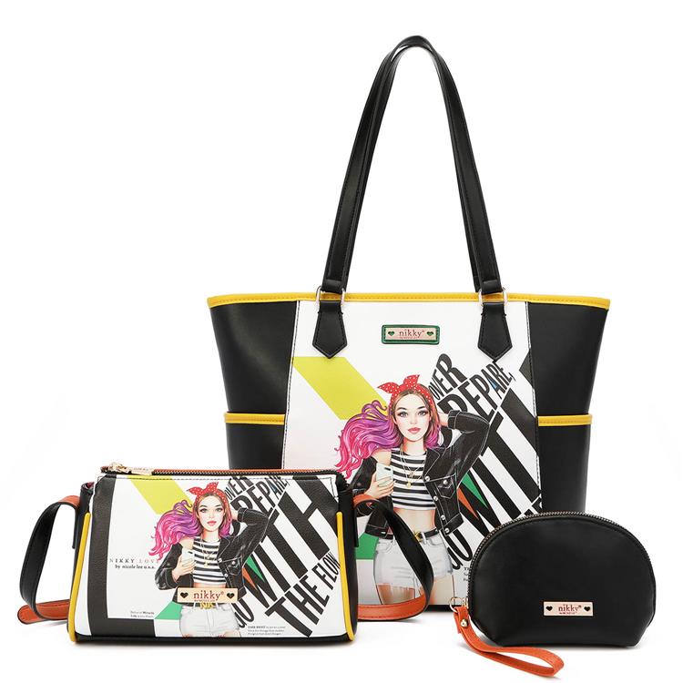 COLLEGE GIRL 3 PIECE SET ( TOTE, CROSSBODY, POUCH )