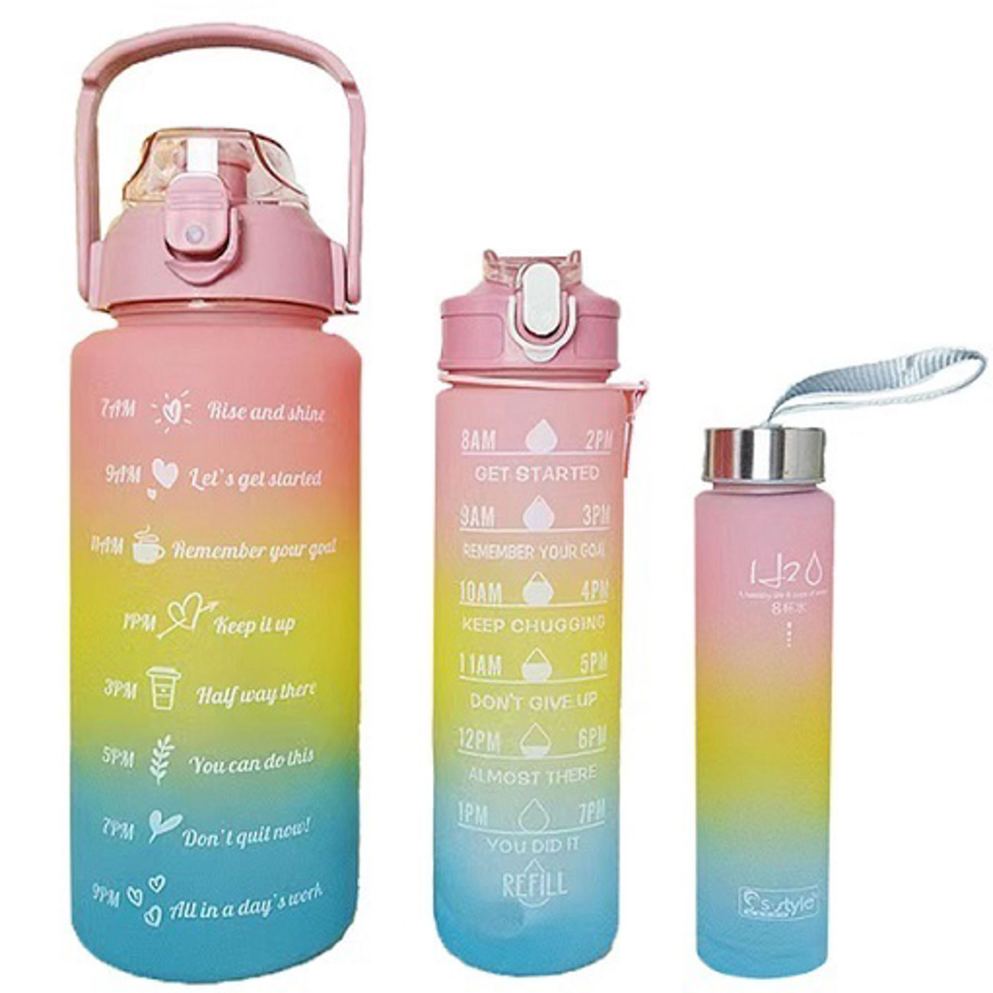 3-PIECE SET WATER BOTTLES WITH TIMES DRINK LEAKPROOF WATER BOTTLES