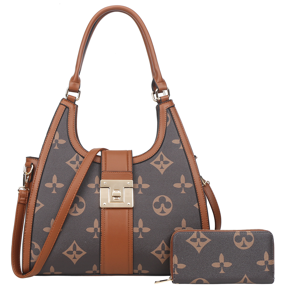 2IN1 DESIGN PRINT SATCHEL BAG WITH WALLET SET