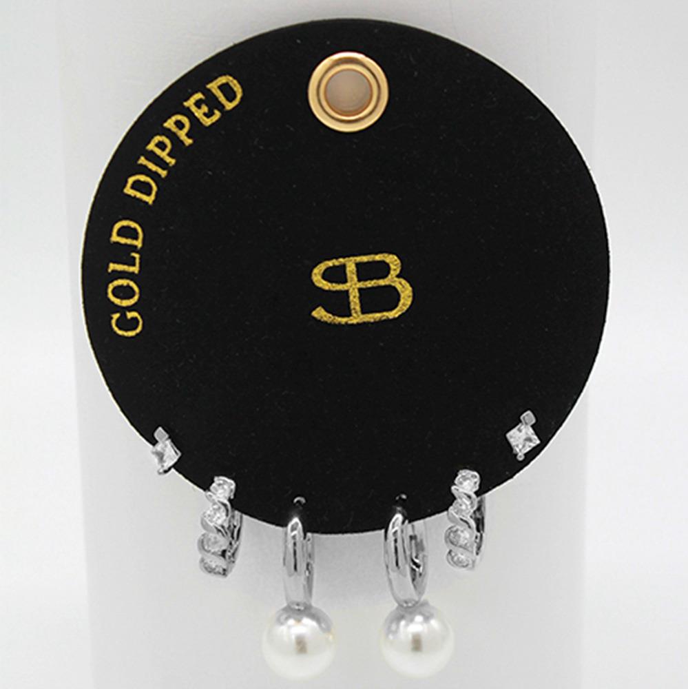 PEARL BEAD CRYSTAL GOLD DIPPED MULTI PACK EARRING SET