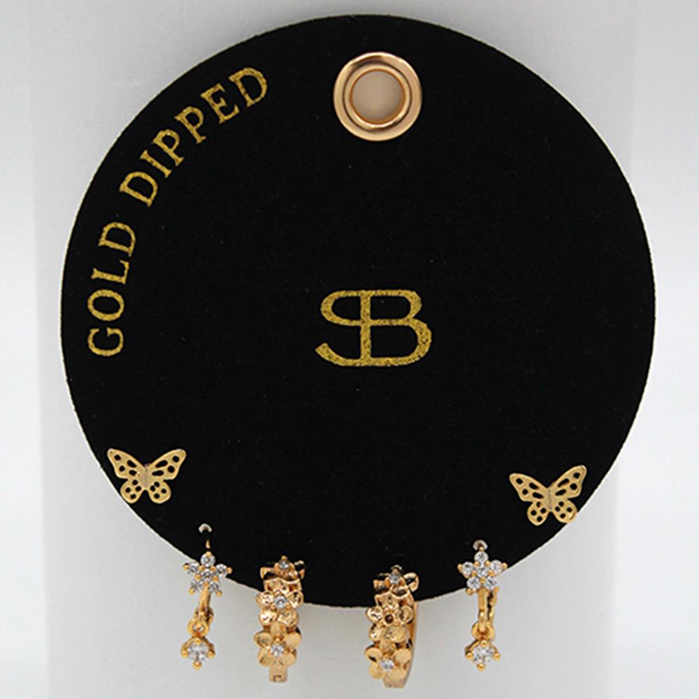 BUTTERFLY GOLD DIPPED MULTI PACK EARRING SET