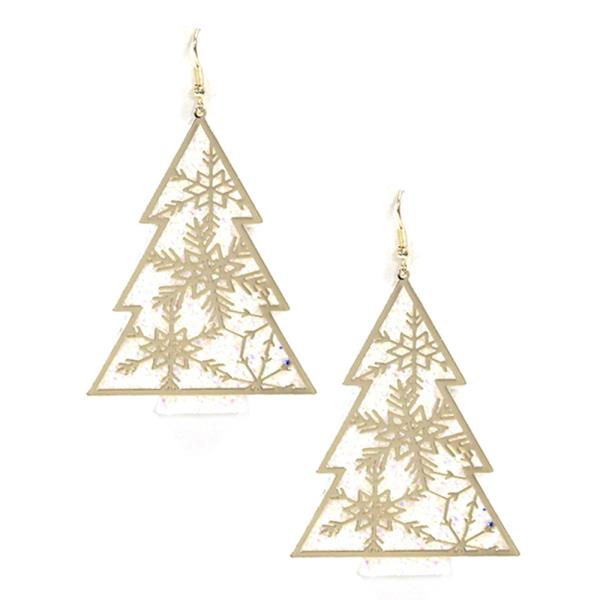 CHRISTMAS TREE GLITTER DANGLE EARRING