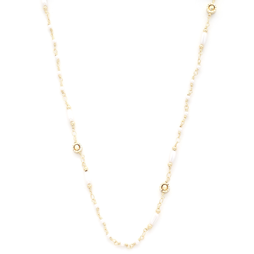 PEARL METAL BEAD NECKLACE