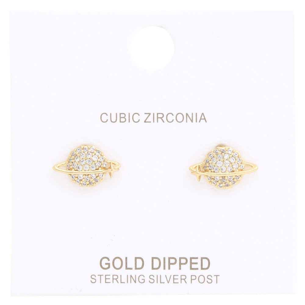 CZ GOLD DIPPED PLANT POST EARRING