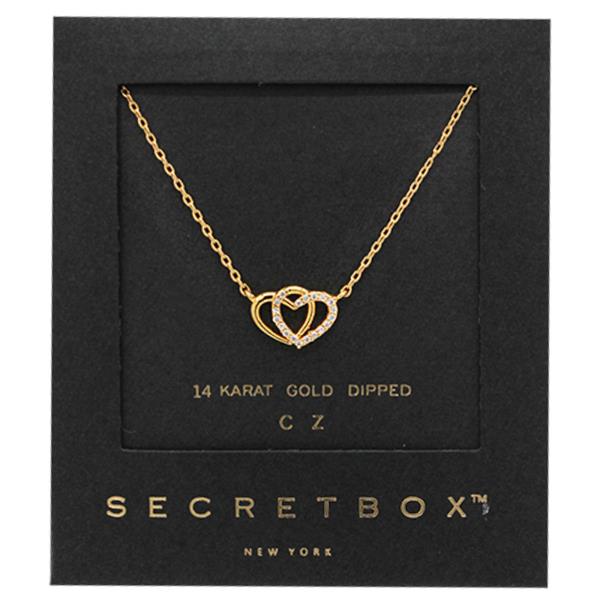 SECRET BOX 14K GOLD DIPPED HEART PENDANT NECKLACE