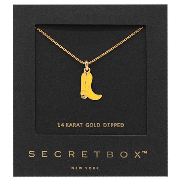SECRET BOX 14K GOLD DIPPED BOOTS PENDANT NECKLACE