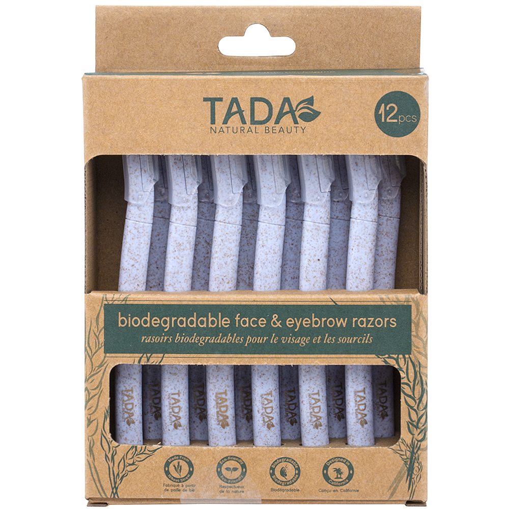 TADA BIODEGRADABLE FACE & EYEBROW RAZORS SET - BLUE (12 UNITS)