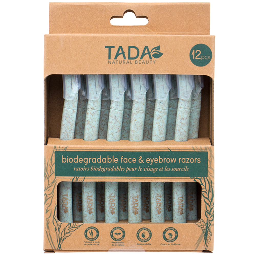 TADA BIODEGRADABLE FACE & EYEBROW RAZORS SET - MINT (12 UNITS)
