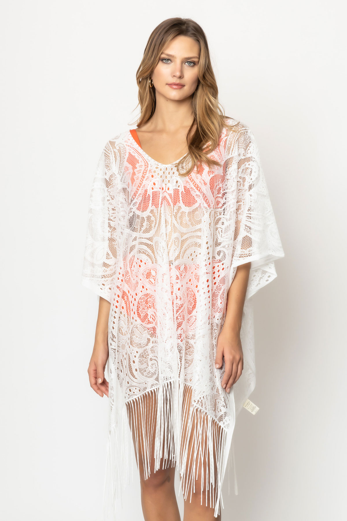 LACE PONCHO W/ FRINGE