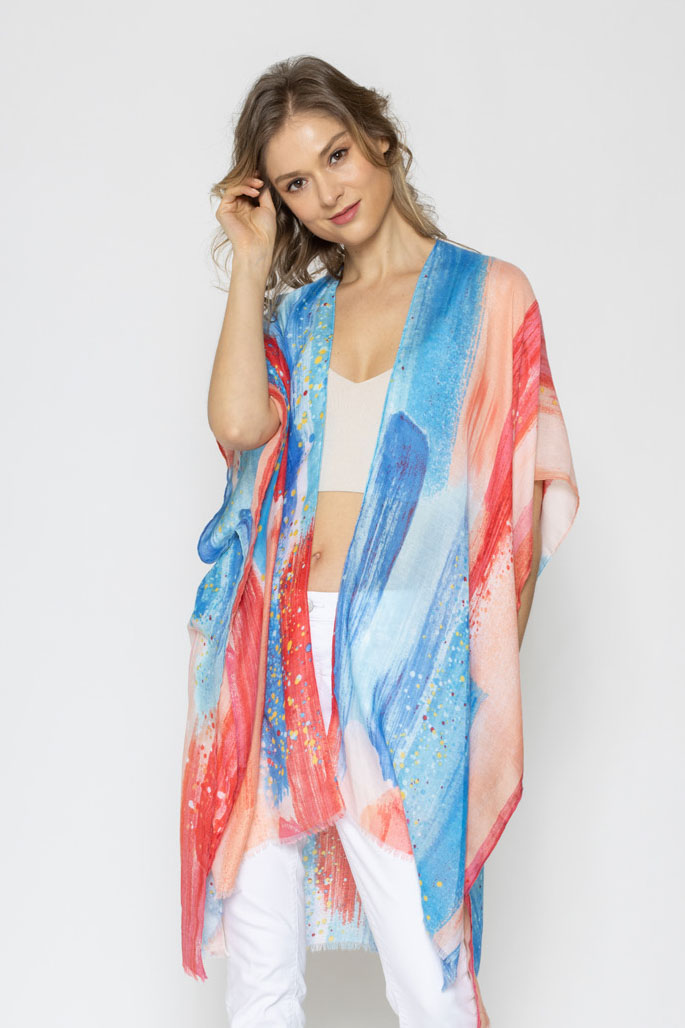BRUSH STROKE PRINT KIMONO