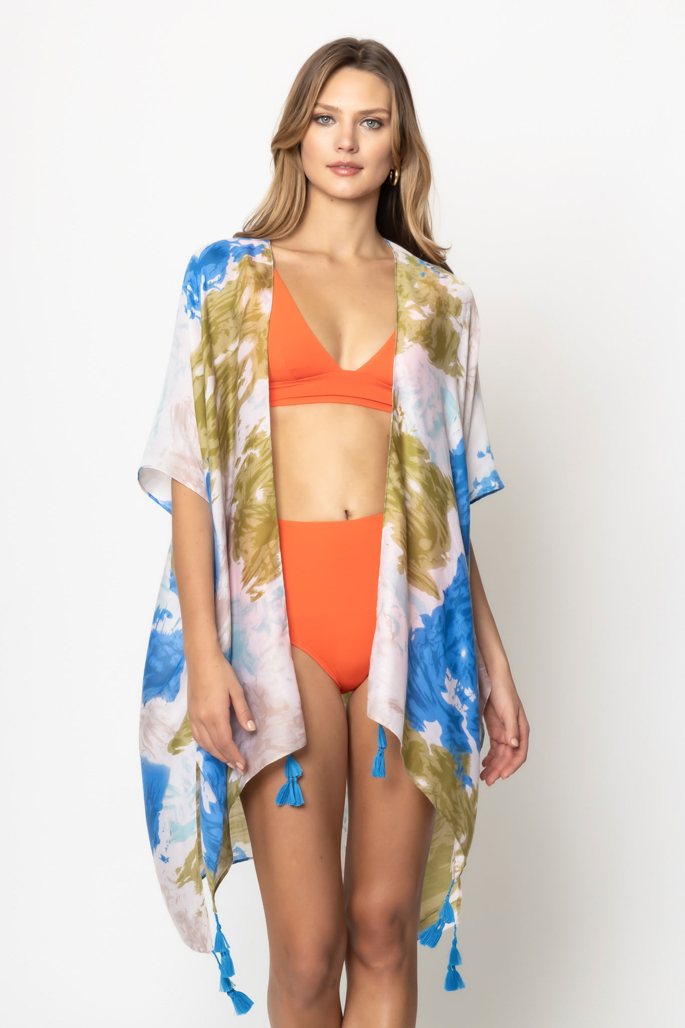 WATERCOLOR FLORAL PRINT KIMONO