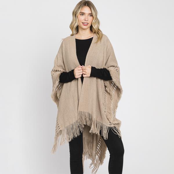 KNIT RUANA WITH FRINGE