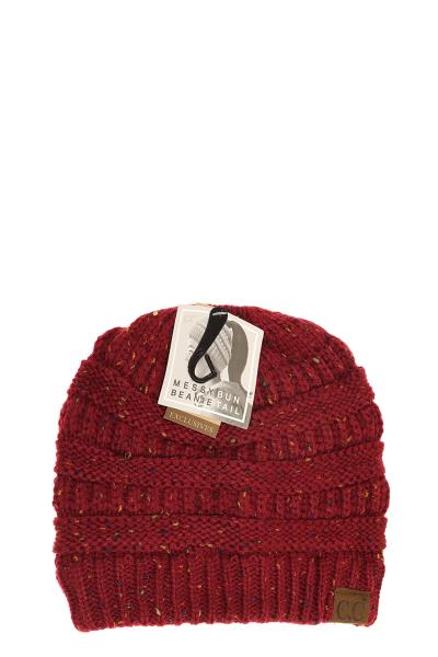 RIBBED CONFETTI KNIT BEANIE TAIL CC HAT