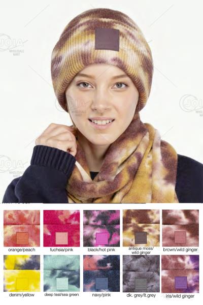 CC TIE DYE BEANIE WITH RUBBER PATCH