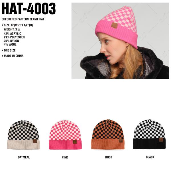 CC HAT CHECKERED PATTERN BEANIES HAT