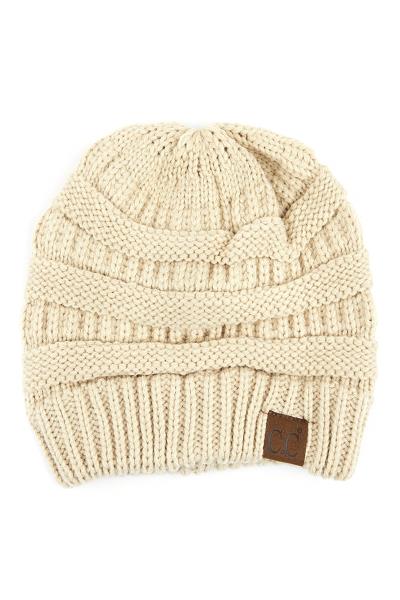 CC RIBBED KNIT BEANIE WITH FUZZY LINING