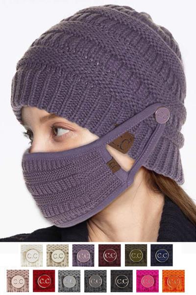 CC HAT RIBBED BEANIES HAT WITH C.C EPOXY BUTTON