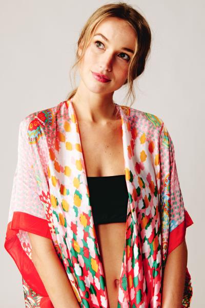 MULTI PRINTED SILK KIMONO