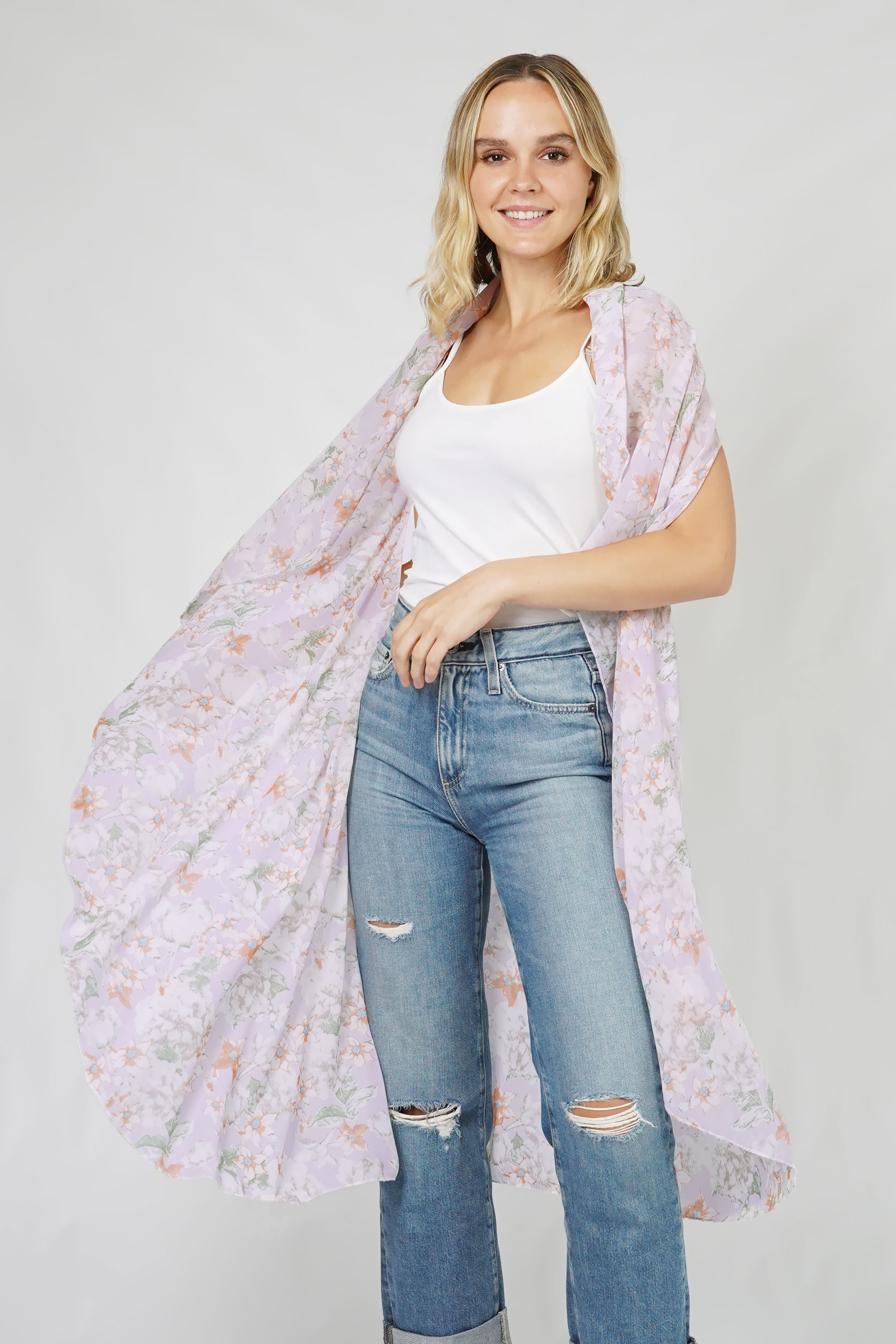 FLOWER PRINT ROUND VEST