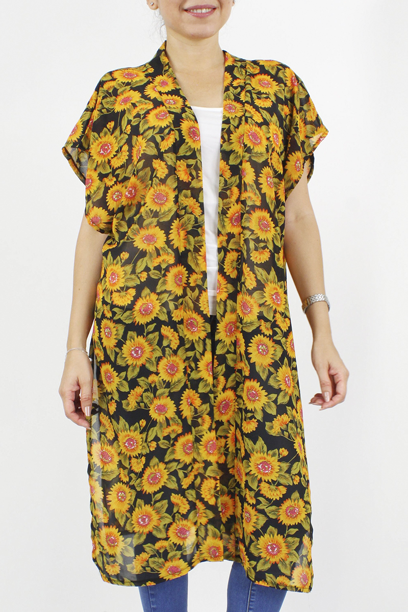 FASHION FLOWER PRINT KIMONO