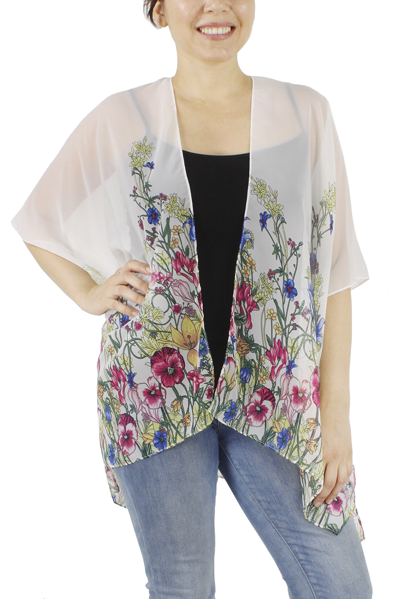FLOWER PRINT SHORT KIMONO
