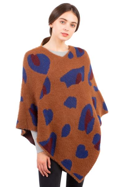 LEOPARD PRINT KNIT PONCHO