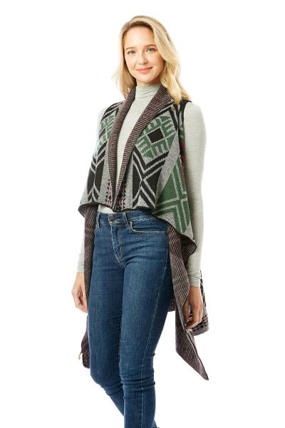 AZTEC PATTERN VEST WITH BUTTON