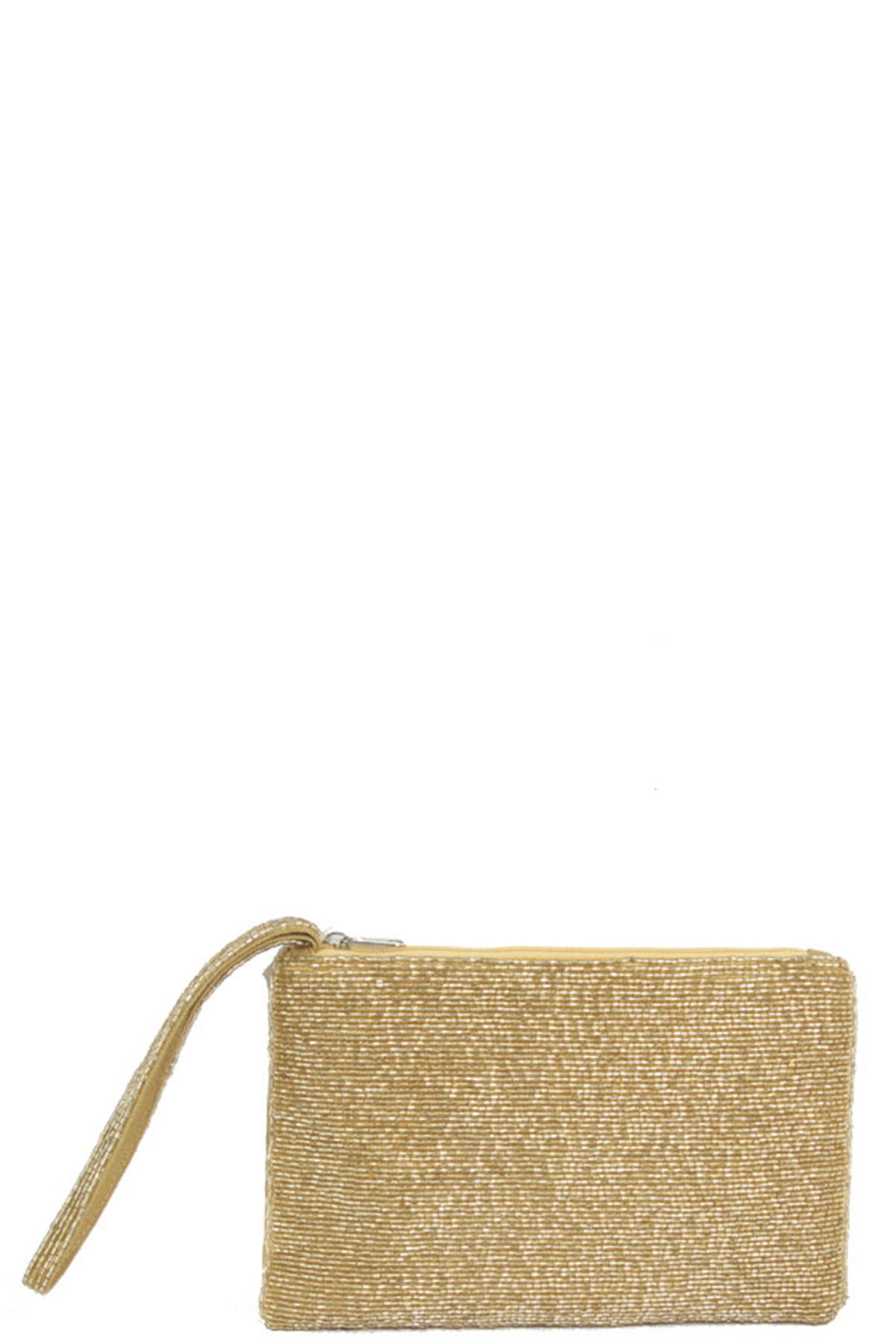CHIC COLOR SEED BEAD ZIPPER BAG