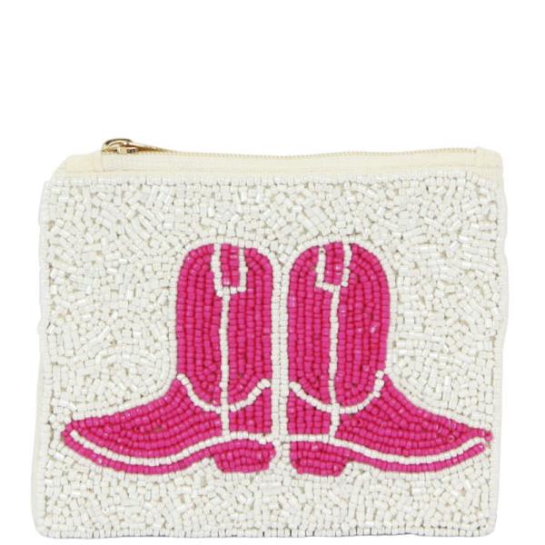 FASHION FULLY SEED BEAD BOOTS ZIPPER BAG