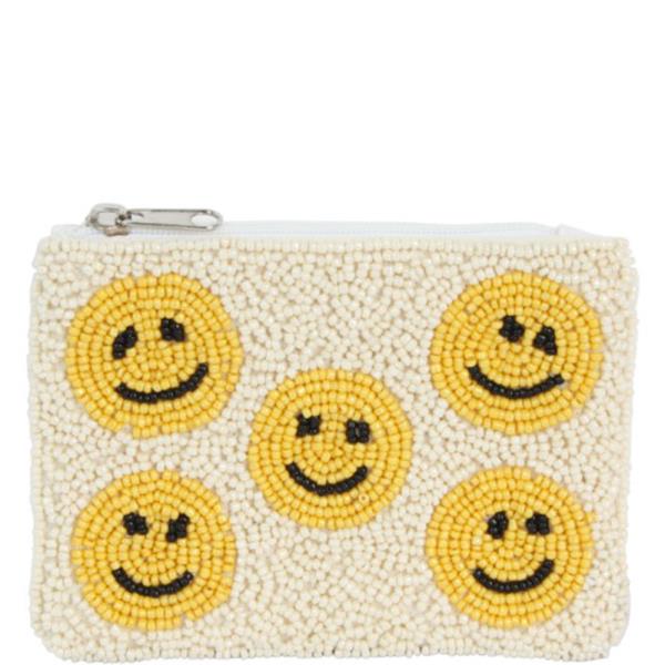 MULTI SMILEY SEED BEAD ZIPPER BAG