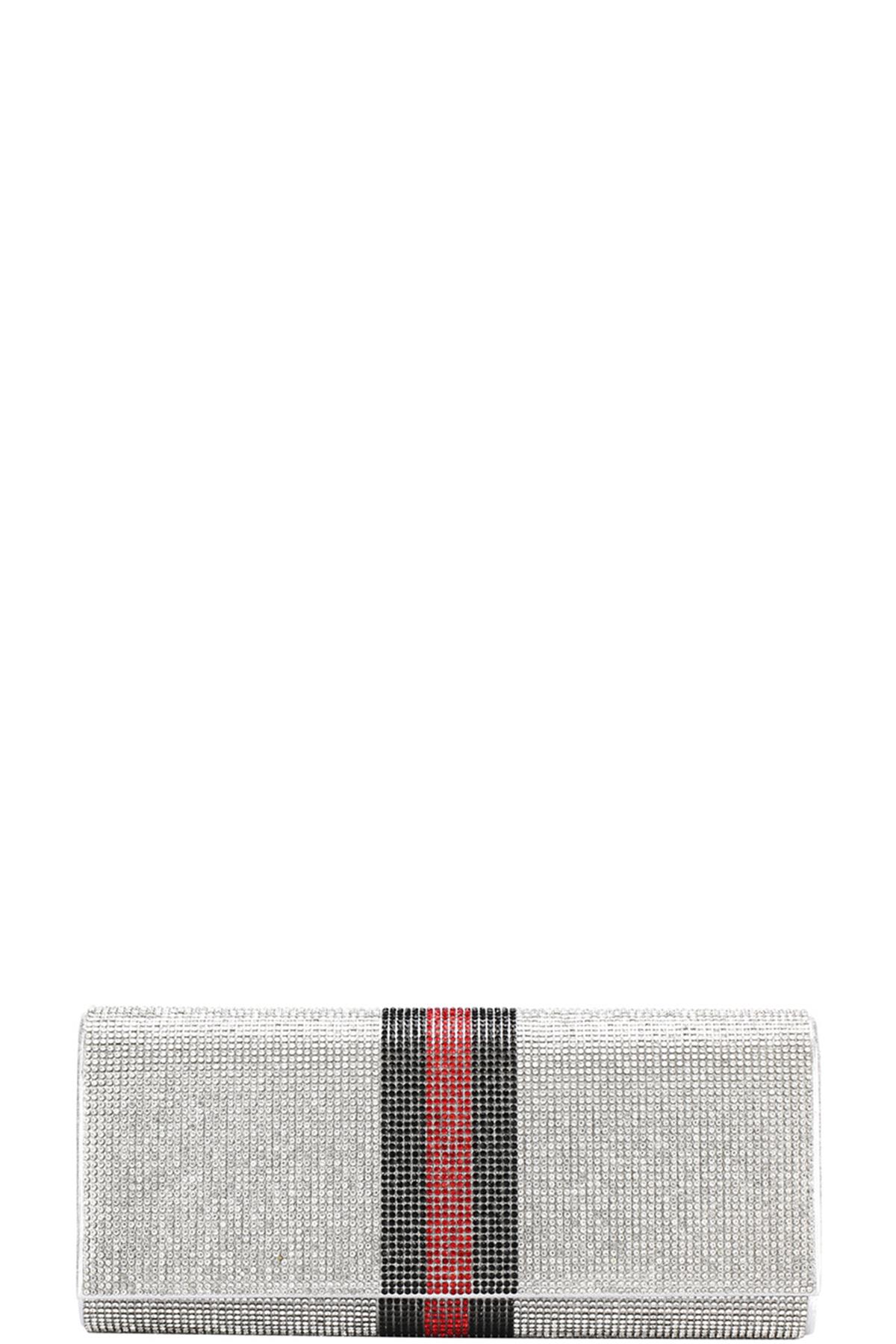 RHINESTONE TRIPLE STRIPE CLUTCH BAG