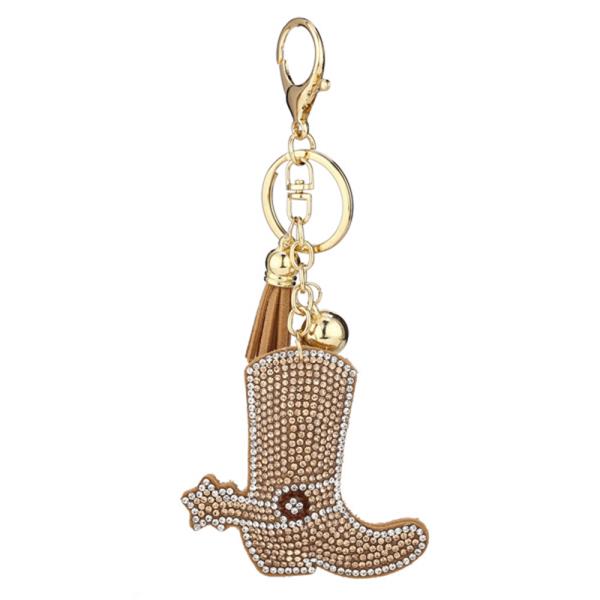 RHINESTONE WESTERN COW GIRL BOOTS TASSEL KEY CHAIN