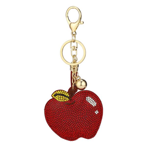 RHINESTONE APPLE KEY CHAIN