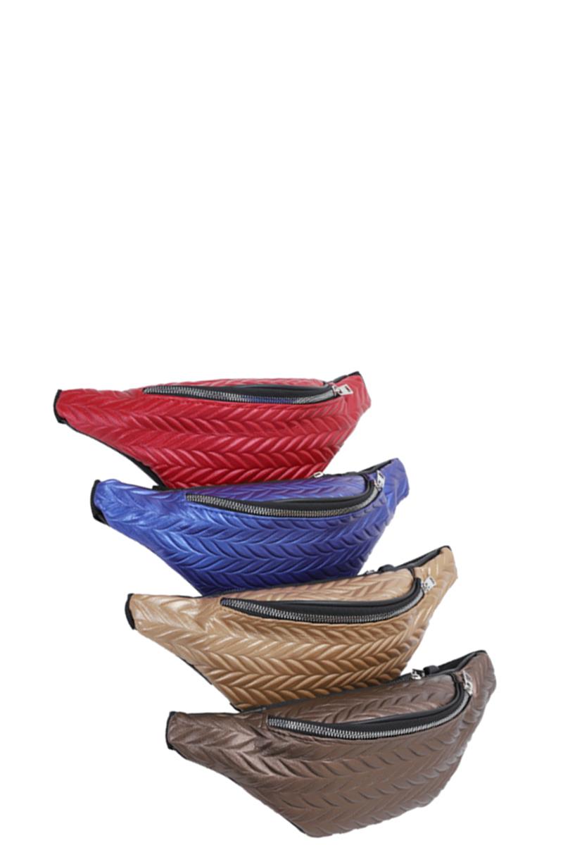 FASHION LEAFY PATTERN ZIPPER FANNY PACK