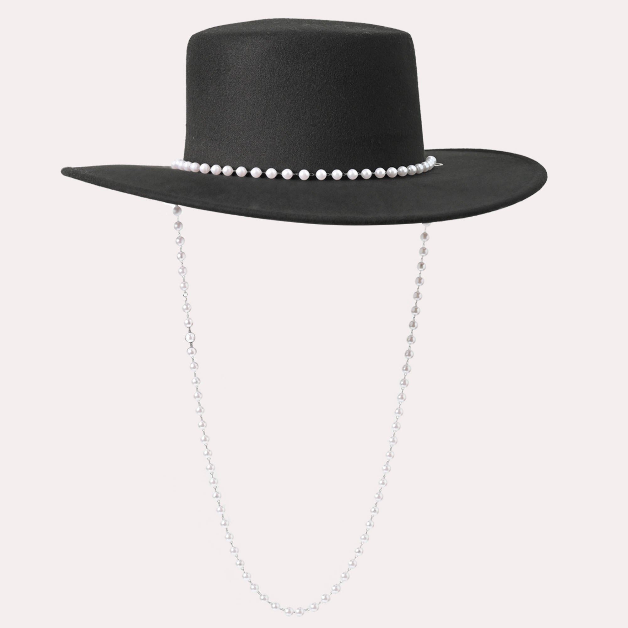 FASHION HAT WITH PEARL LINE