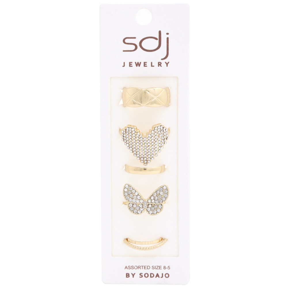 SODAJO HEART BUTTERFLY METAL RING SET