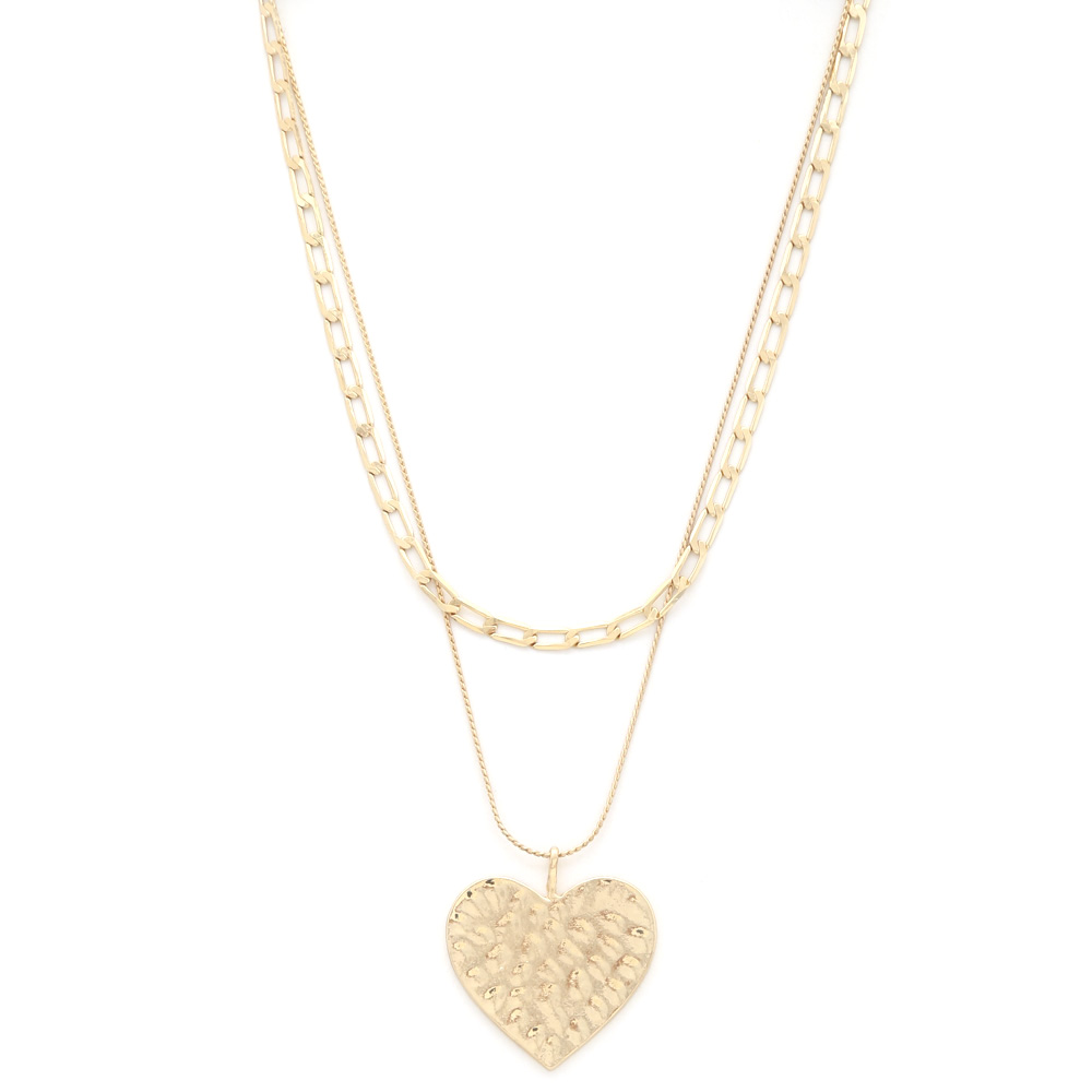 SODAJO HEART FIGARO LINK LAYERED NECKLACE