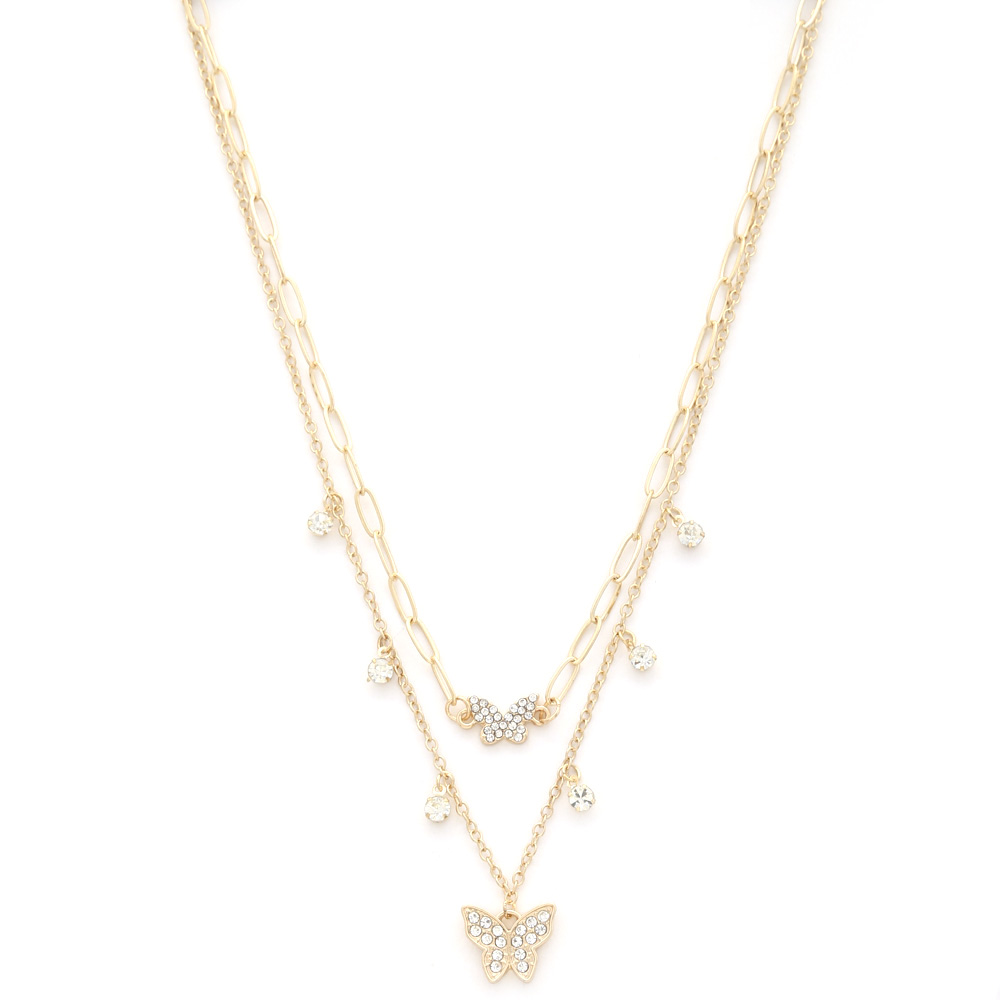 SODAJO BUTTERFLY CHARM LAYERED NECKLACE