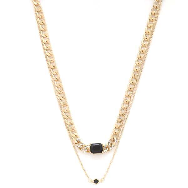 SODAJO CRYSTAL CURB LINK LAYERED NECKLACE