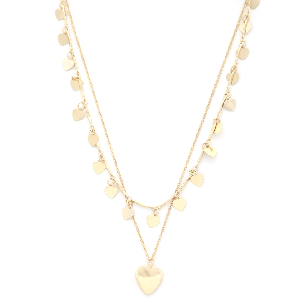 SODAJO HEART LINK METAL LAYERED NECKLACE