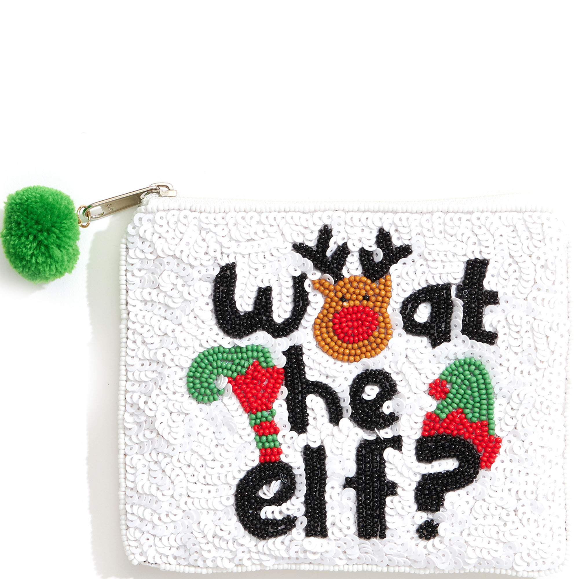 SEED BEAD WHAT THE ELF CHRISTMAS COIN PURSE MINI BAG