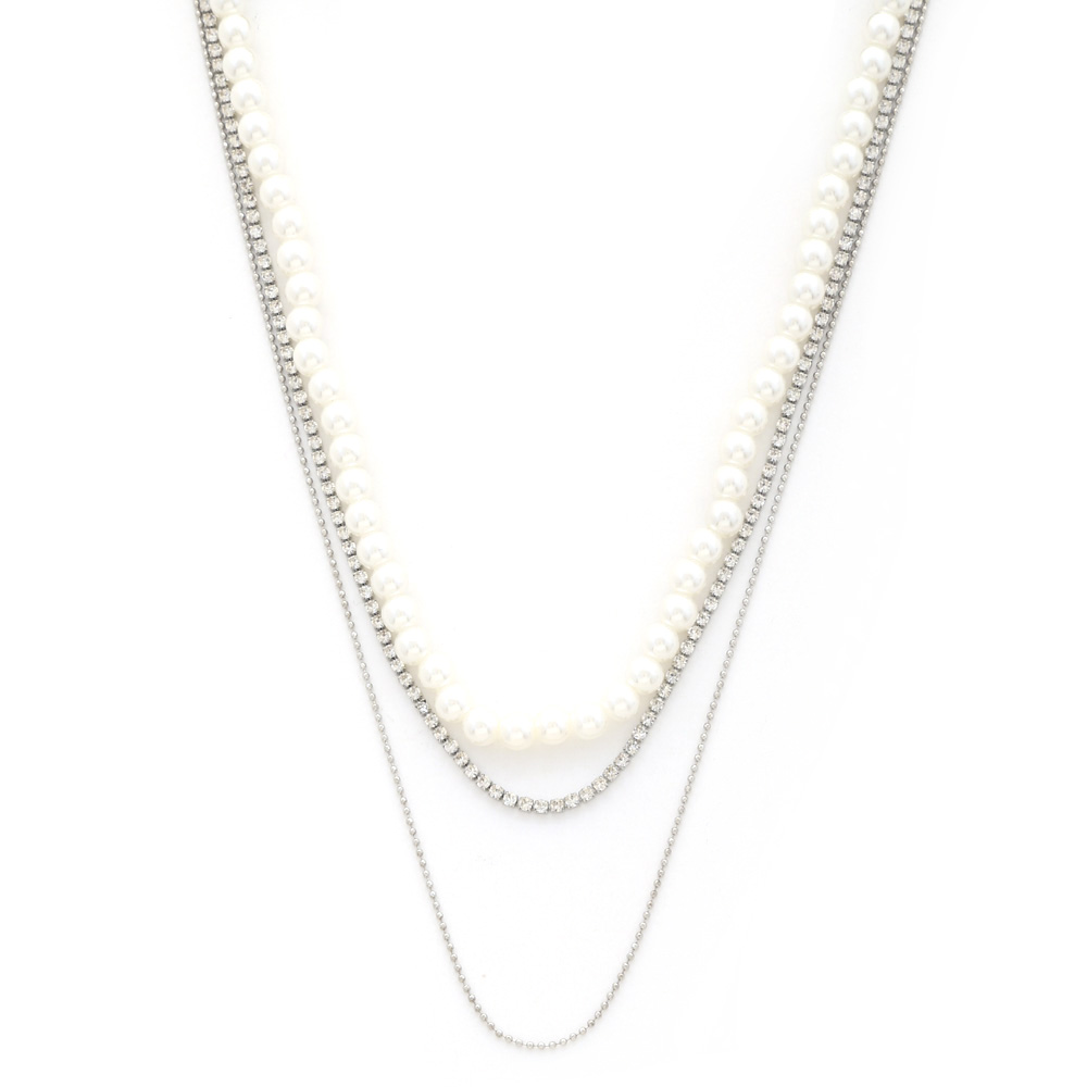 SODAJO PEARL BEAD LAYERED NECKLACE